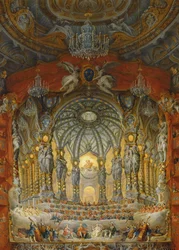 Konzert von Kardinal de La Rochefoucauld im Argentina-Theater in Rom, zur Hochzeit von Louis dem Dauphin (1729-65), Sohn von Ludwig XV., mit Marie-Josephe von Sachsen (1731-67), 1747