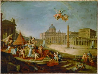 Der Petersplatz mit der Allegorie des Triumphs des Papsttums