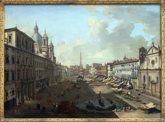 Piazza Navona in Rom mit dem Neptunbrunnen im Vordergrund