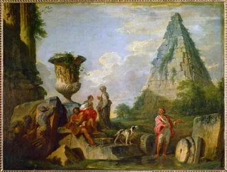 Antike Ruinen mit der Pyramide des Gaius Cestius