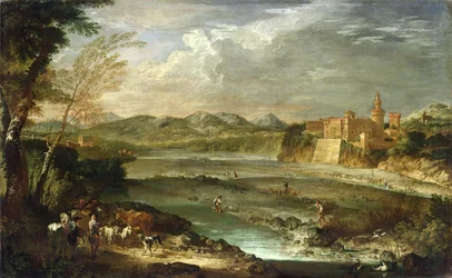 Das Tal von Trebbia mit dem Schloss von Rivalta