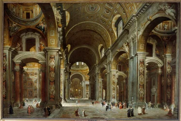 Der Prälat, Diplomat und Dichter Melchior de Polignac (1661-1741) besucht die Basilika St. Peter in Rom