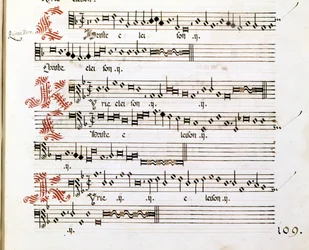 Kyrie-Manuskript der „Messen von Mantua“ von Giovanni Pierluigi da Palestrina (1525 - 1594), italienischer Komponist.