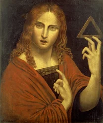 Christus der Erlöser hält das Symbol der Dreifaltigkeit