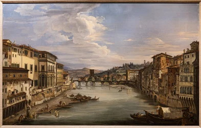 Blick auf den Arno von der Ponte Vecchio zur Alle Grazie Brücke
