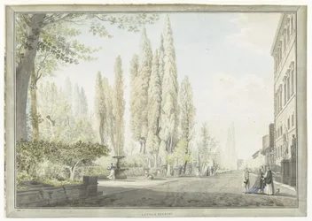 Blick auf die Villa Montalto in Rom - La ville Negroni (Titel auf dem Objekt) - Ansichten von Rom und Umgebung (Serientitel)
