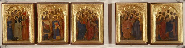 Predella, Polyptychon der Heiligen, Jungfrauen und Märtyrer (Tempera auf Holz)