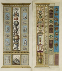 Arabeske Dekorationen in der Vatikanischen Loggia (farbige Gravur)