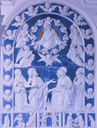 Die Madonna zwischen den Heiligen Franziskus, Dominikus und Bernhard