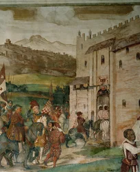 Rückkehr von Bartolomeo Colleoni und König Christian nach Malpaga nach der Jagdgesellschaft