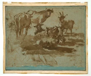 Jupiter, Juno und Io (recto); Tierstudien (verso)