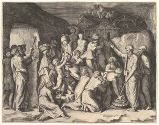 Moses sagt den Israeliten, sie sollen das Manna sammeln und Moses schlägt den Felsen