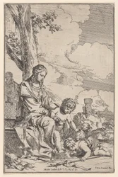 Die Heilige Familie mit dem kleinen Johannes, der die Füße Christi küsst, 1640-60