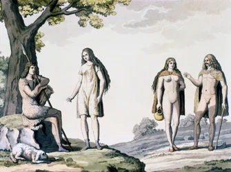 Kostüme der alten Germanen, Gravur aus Alte und moderne Kostüme von Giulio Ferrario