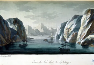 Südliche Bucht in Spitzbergen, Norwegen - in „Das alte und moderne Kostüm“ von Jules Ferrario, Hrsg. Mailand