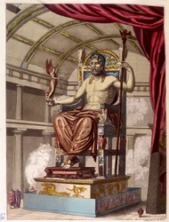 Statue des Jupiter (Zeus) - in „Das alte und moderne Kostüm“ von Ferrario, Hrsg. Mailand