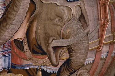 Flämischer Wandteppich. Serie Die Taten des Scipio: Die Schlacht bei Zama. Zeichner Giulio Romano. Atelier von Balthasar van Vlierden (?), Brüssel. 1523-1532. (Detail)