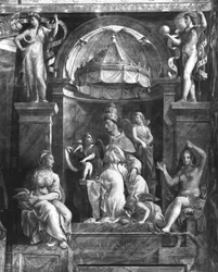 Papst Leo I. der Große (ca. 390-461) zwischen zwei Tugenden, Raphael-Räume
