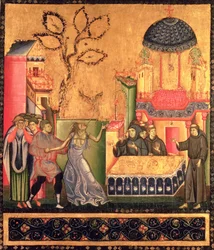 Der Altar von St. Franziskus, Detail, das das Wunder der besessenen Frau darstellt