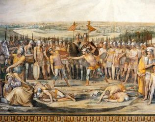 Kampf zwischen Horatiern und Kuratiern, Fresko im Saal der Horatier und Kuratier, Konservatorenpalast, Rom