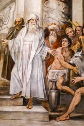 Numa Pompilius, der den Kult der Vestalinnen einführt (Detail)