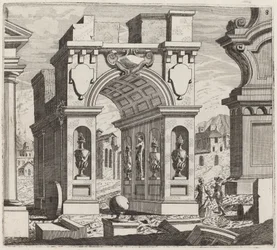 Architektonische Fantasie mit einem Triumphbogen
