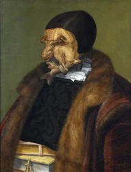 "Le Juriste" Gemälde von Giuseppe Arcimboldi (Arcimboldo) (1527-1593) 1566 Dim. 64x51 cm, Nationalmuseum, Stockholm