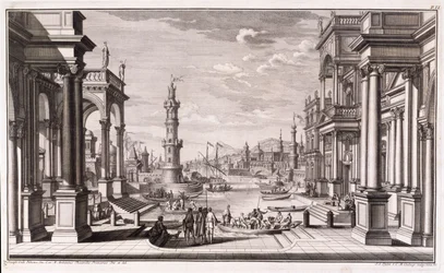 Kleiner Hafen mit barocken Säulen, aus 