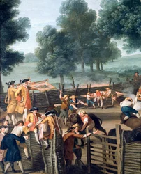Viehbrandmarkung in der Nähe von Rom. Das Publikum der Aristokraten (Detail)