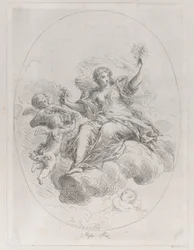 Allegorische Figur auf einer Wolke mit Putti, nach Stefano Pozzi, ca. 1745-1802