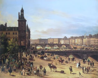 Der Blumenmarkt, der Uhrturm, die Pont au Change und die Pont-Neuf