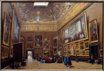Ansicht des Salons des Musee du Louvre. Gemälde von Giuseppe Castiglione (1829-1906) 1861