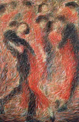 Tango, Frau in Rot tanzend, Fantasie eines tanzenden Paares