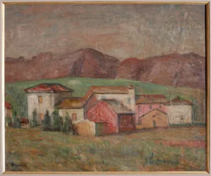 Dorf am Fuße der Berge