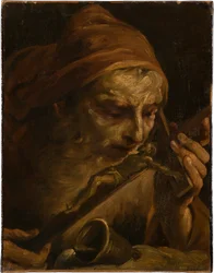 Antonius der Abt küsst das Kruzifix
