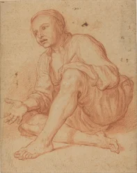Junger Bauer, der auf dem Boden sitzt [recto]