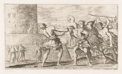 Trojaner nehmen Sinon gefangen (Ecce tradunt manibus vinctum post terga Sinonem) (Omzwervingen van Aeneas) (L