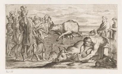 Trojaner opfern Tiere an Neptun Neptuno meritos aris indicit honores Irrfahrten des Aeneas (Serientitel) L
