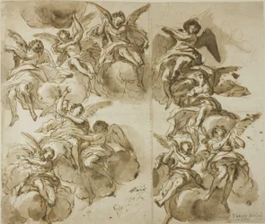 Deckengestaltung: Engel (recto); Skizzen von Engeln (verso)