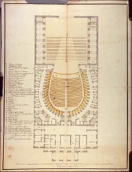 Originalzeichnung der Innenarchitektur des Teatro alla Scala