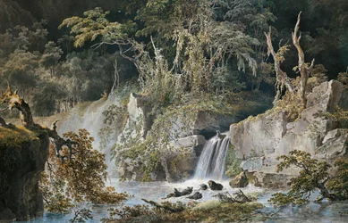 Landschaft mit Wasserfall