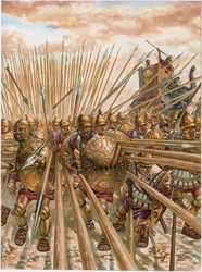 Antikes Griechenland: Die epirotische Phalanx von Pyrrhus I - Illustration von Giuseppe Rava