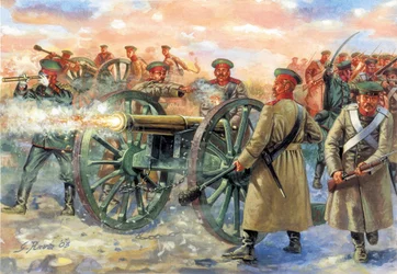 Krimkrieg: Russische Artillerie in der Schlacht von Balaklawa am 25. Oktober 1854