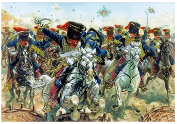 Krimkrieg: die Schlacht von Balaklawa am 25/10/1854, der Angriff der englischen Kavallerie, britische Kavallerie während der am 25. Oktober 1854 ausgetragenen Schlacht von Balaklawa
