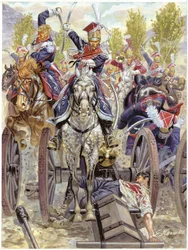 Erstes Kaiserreich, Spanischer Krieg: Der Angriff der polnischen Kavallerie in der Schlacht von Somosierra 1808 (Illustration)