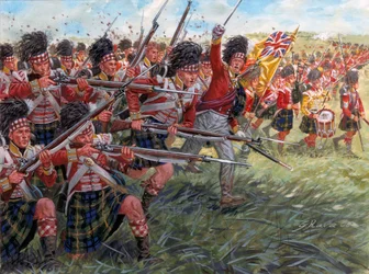 Erstes Kaiserreich: der Angriff der schottischen Infanterie in der Schlacht von Waterloo