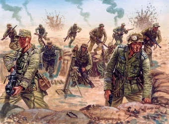 Zweiter Weltkrieg, Nordafrika-Feldzug: Soldat des Deutschen Afrikakorps in der libyschen Wüste