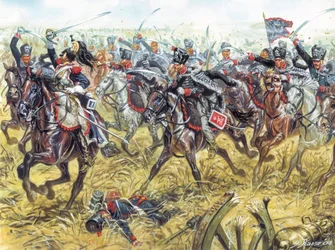 Die Husaren des Todes der preußischen Armee, um 1810 - Illustration von Giuseppe Rava