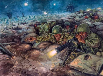 Die Schlacht von Dien Bien Phu zwischen der französischen Armee und der Viet Minh
