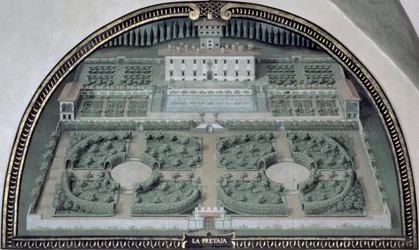 Villa della Pretaia aus einer Serie von Lunetten, die Ansichten der Medici-Villen darstellen